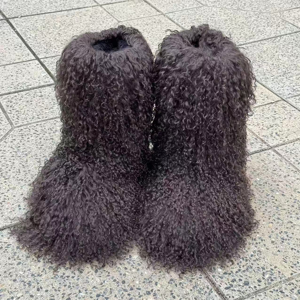 Women'S Real Y2K Fashion - Y2K Fluffy Real Mongolian Fut Mid-calf