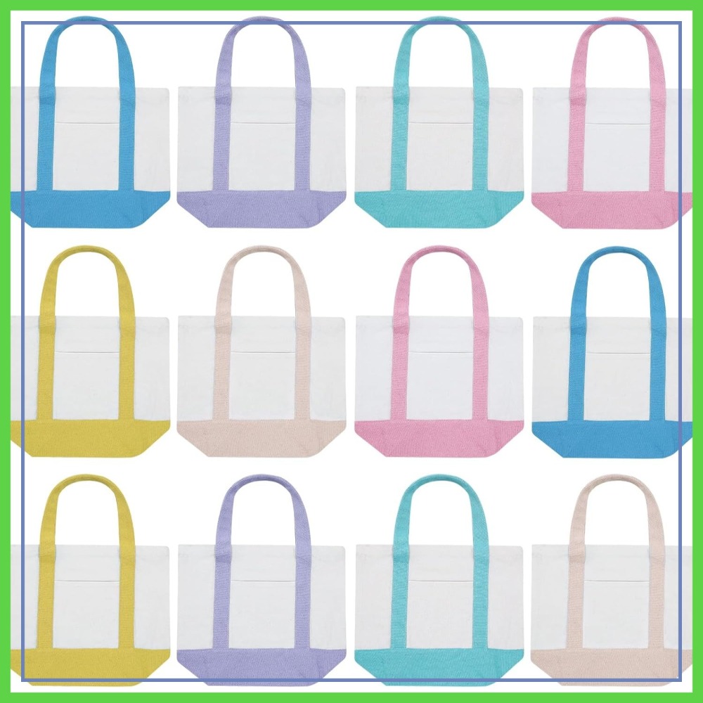 Canvas Tote Bag - 12 Pcs Mini Canvas Tote Bags