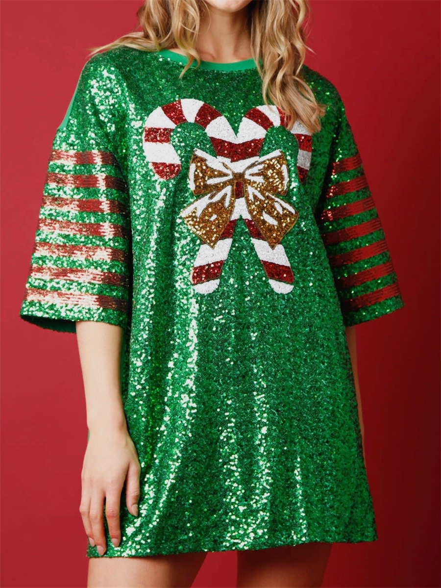 Women'S Fashion Rugby Shirt - Women Sequined Long T-Shirts Loose Sporty
