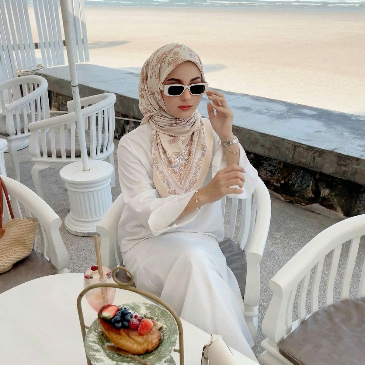 Women Fashion Malaysia - Fashion Printed Viscose Square Scarf Hijabs