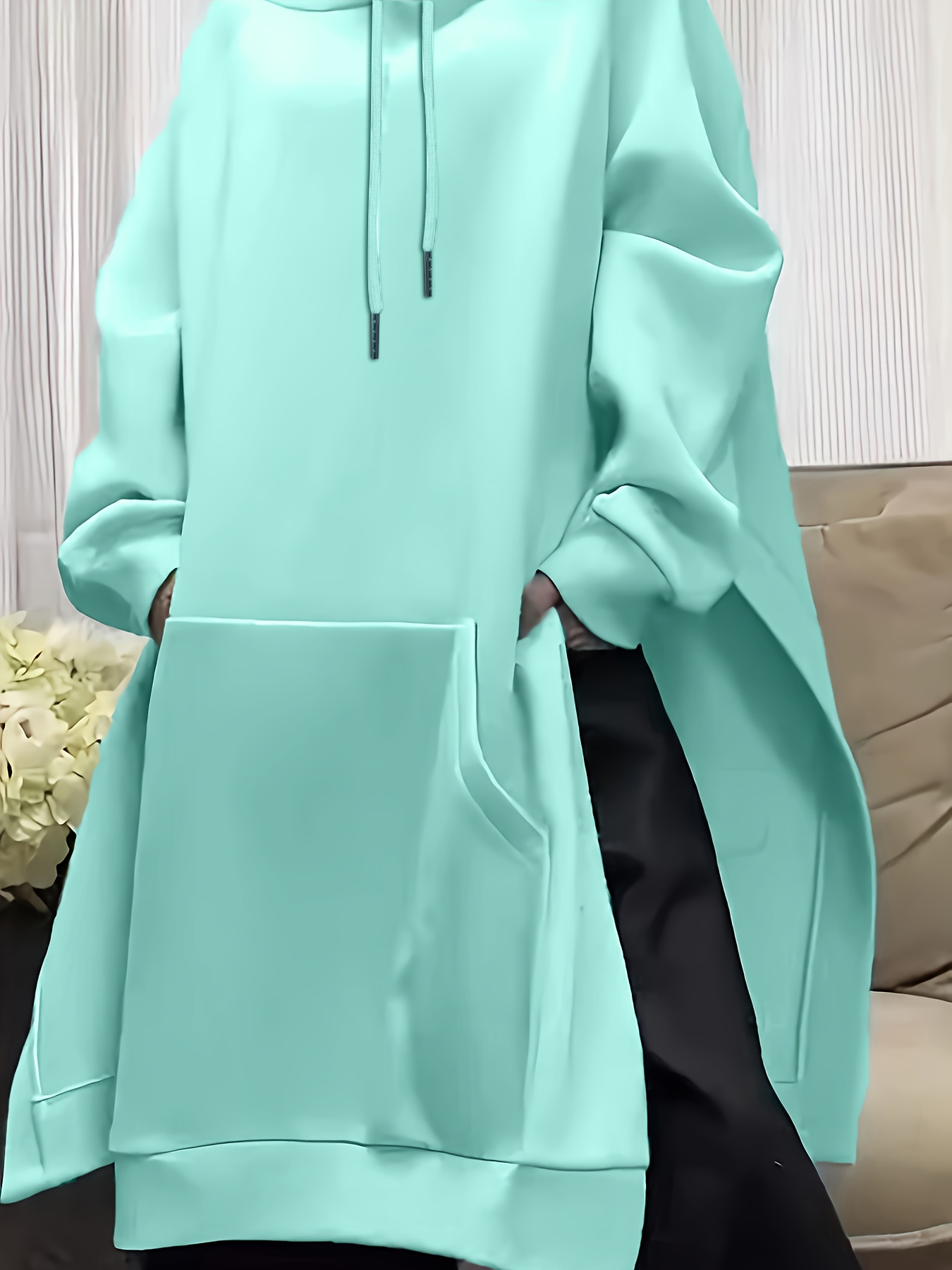 Plus size long sleeve solid co - Women'S Fashion Hoodie recension och pris