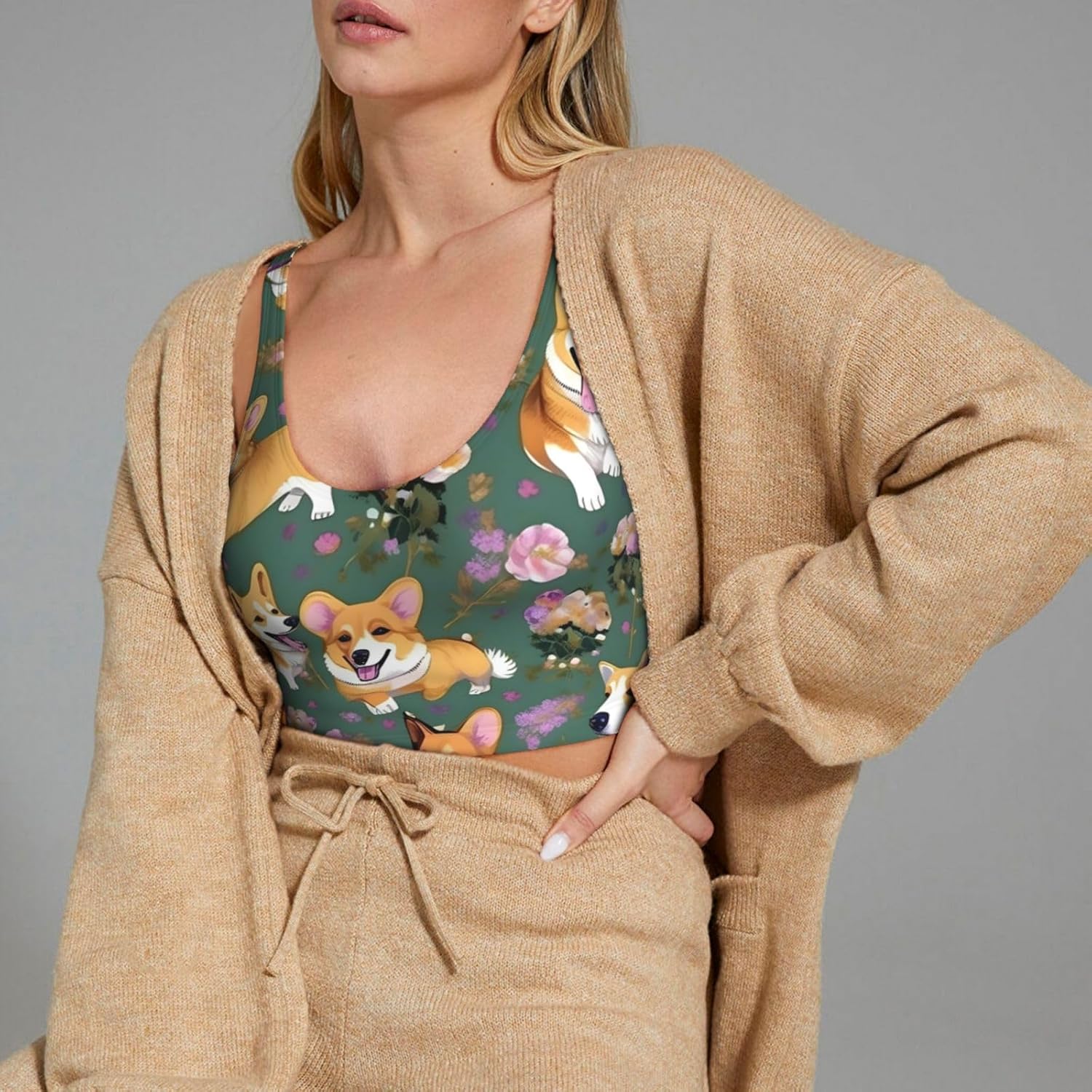 Corgi Floral Flowers Print Win - Women Fashion Vest recension och pris