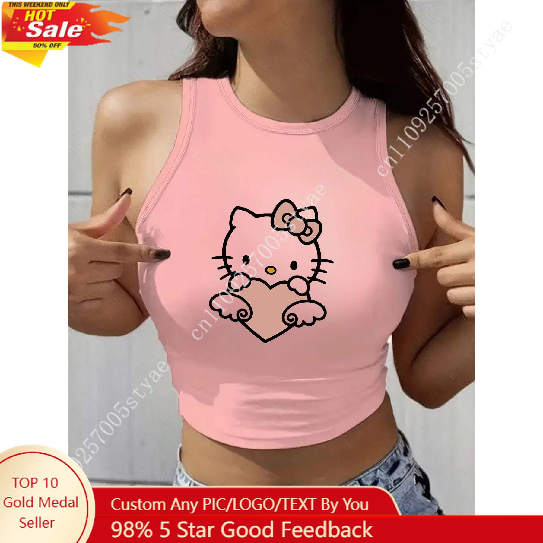 HELLO KITTY Classic Round Neck - Women Fashion Vest recension och pris