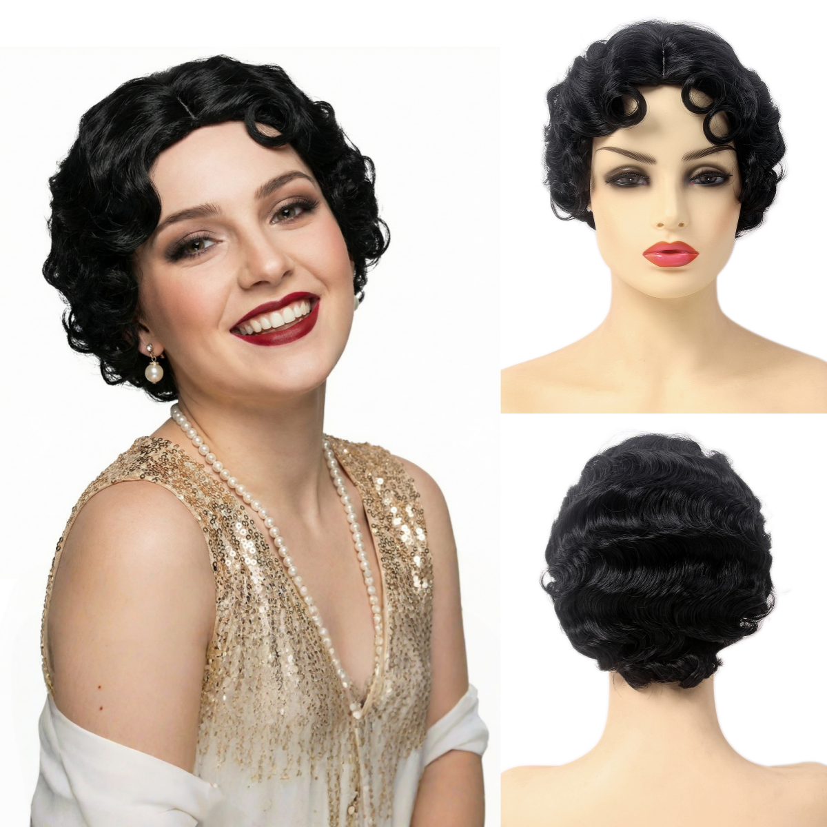 REEWES  Short Curly Finger Wav - Women'S Fashion Of The 1920S recension och pris
