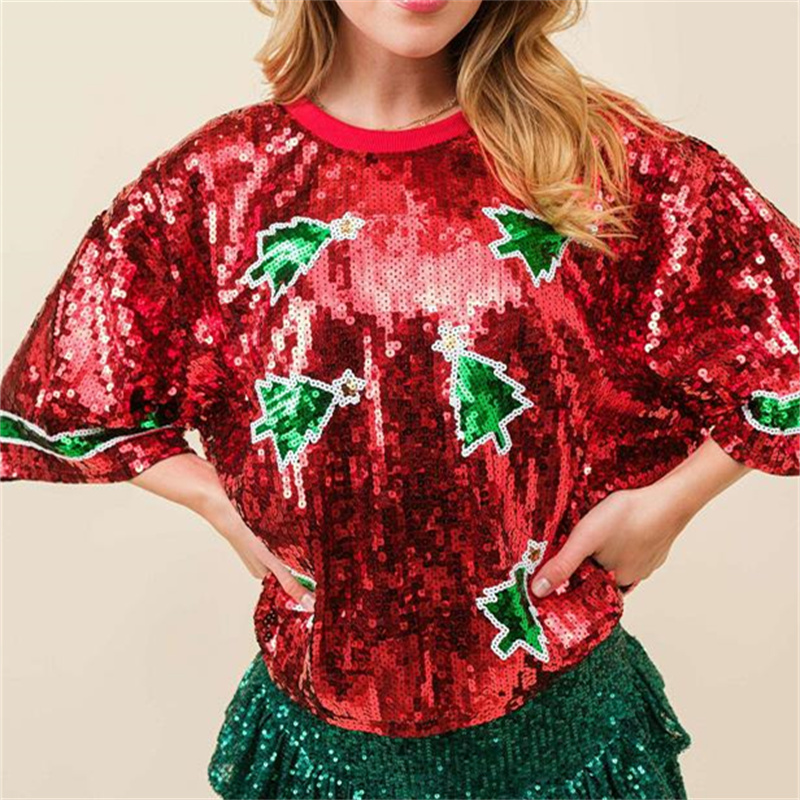 Fashion Womens Sequins T-shirt - Women'S Fashion Rugby Shirt recension och pris